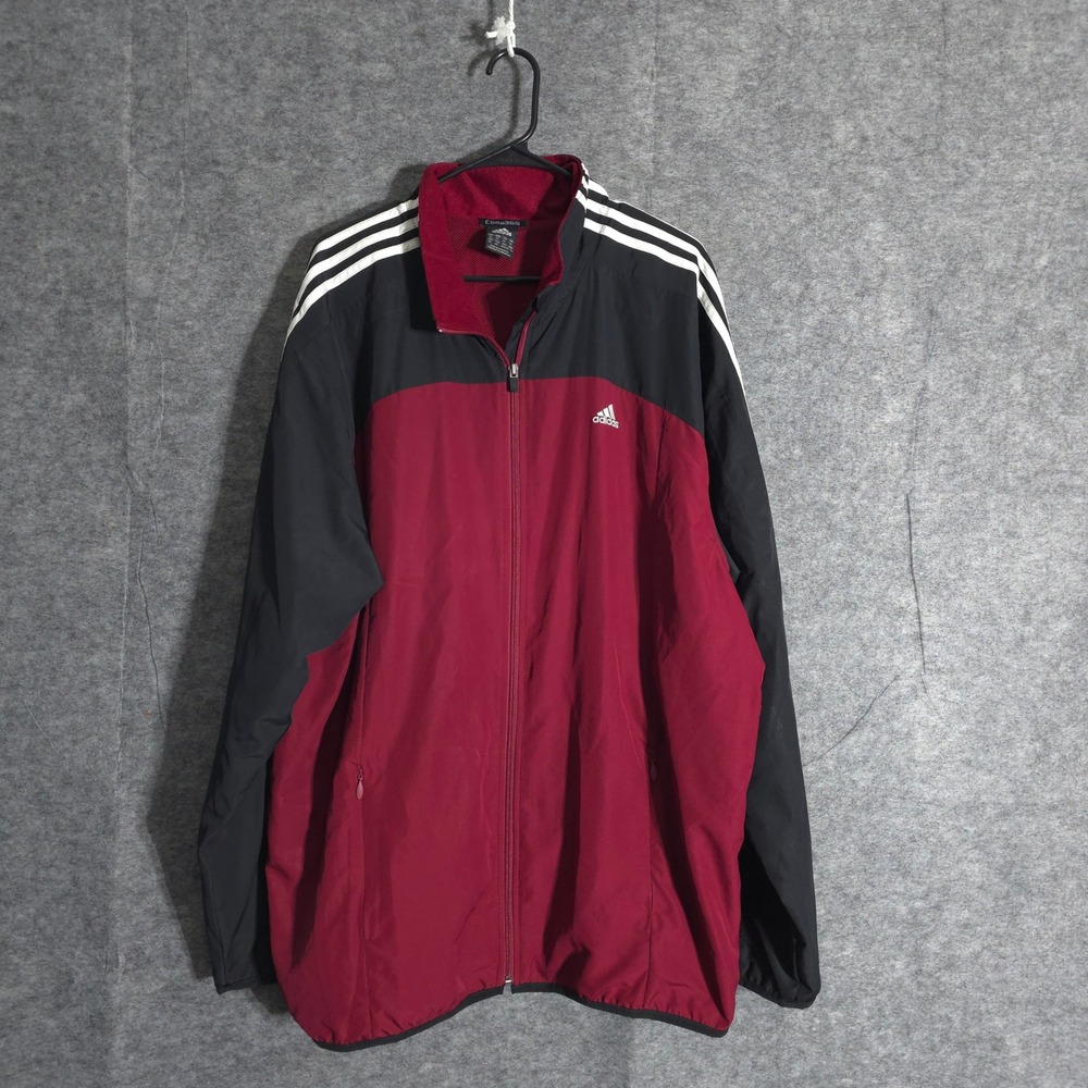 Adidas Clima365 Track Jacket Mens XL-4XL Burgundy Black Full Zip Windbreaker
